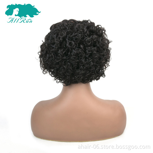 No Tangle No Shed Soft And Smooth Brazilian Human Hair Short Curly Wigs , Natural Color Swiss lace Short Curly Wigs